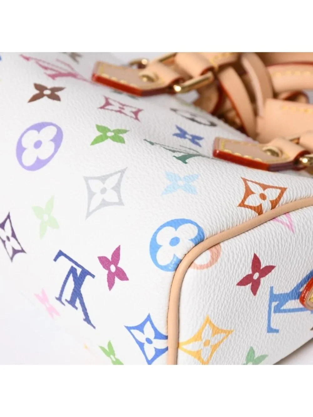 Louis Vuitton Nano Speedy Handbag Monogram Multicolor White Takashi Murakami